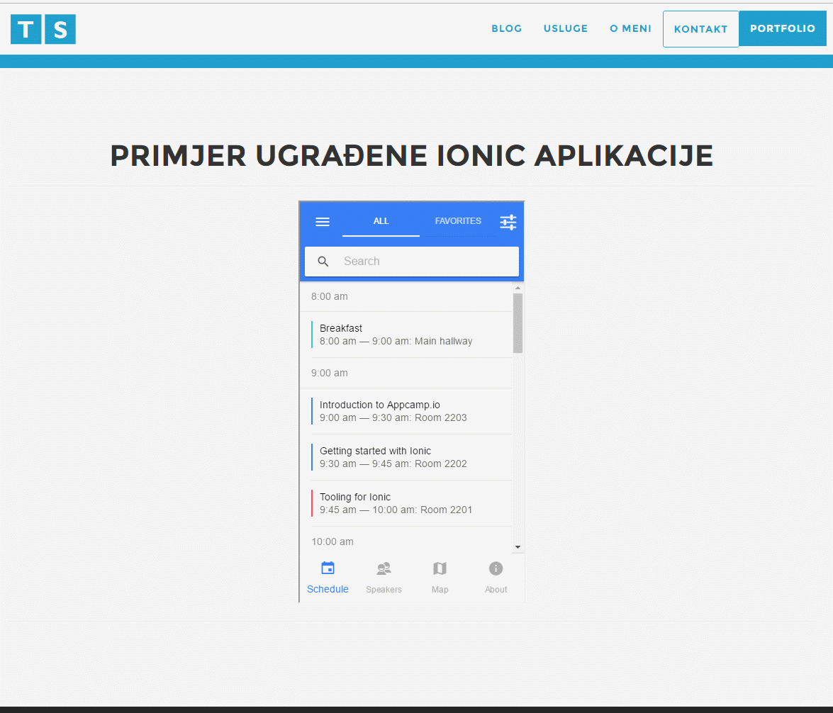 Ionic aplikacija iframe