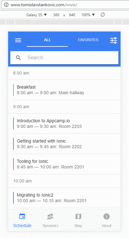 Ionic aplikacija u web pregledniku
