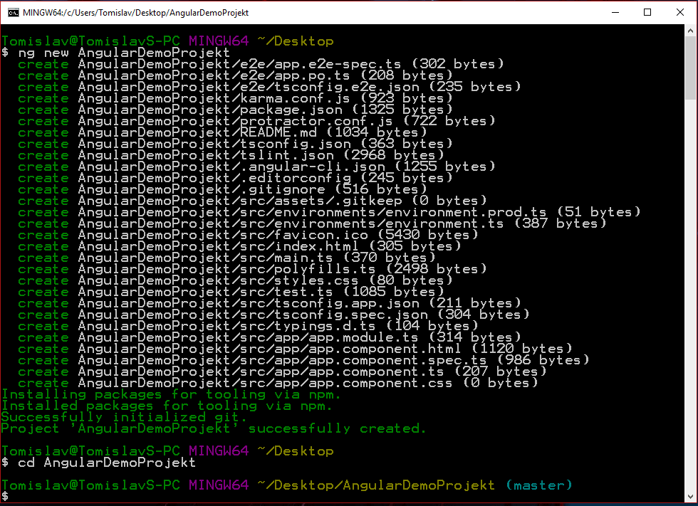 Angular CLI novi projekt