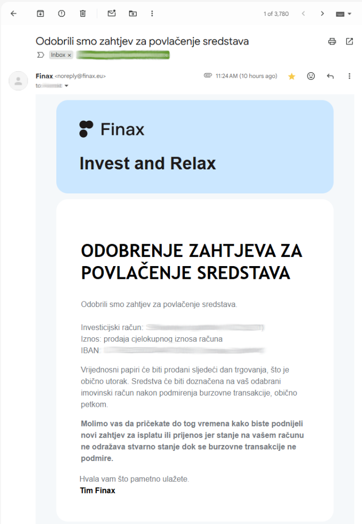 Odobrenje Finax zahtjeva