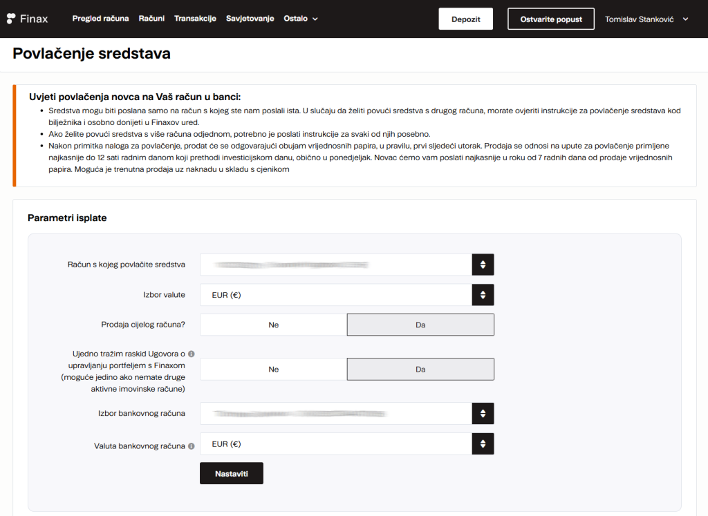 Prodaja udjela Finax računa